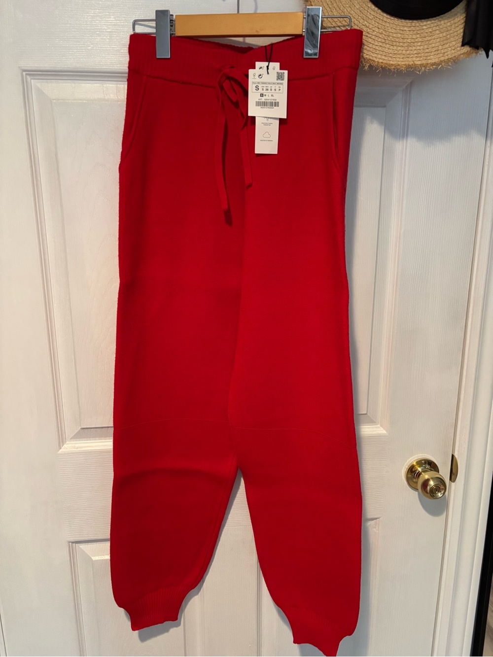 Zara Join Life Red Knitted Track Pants